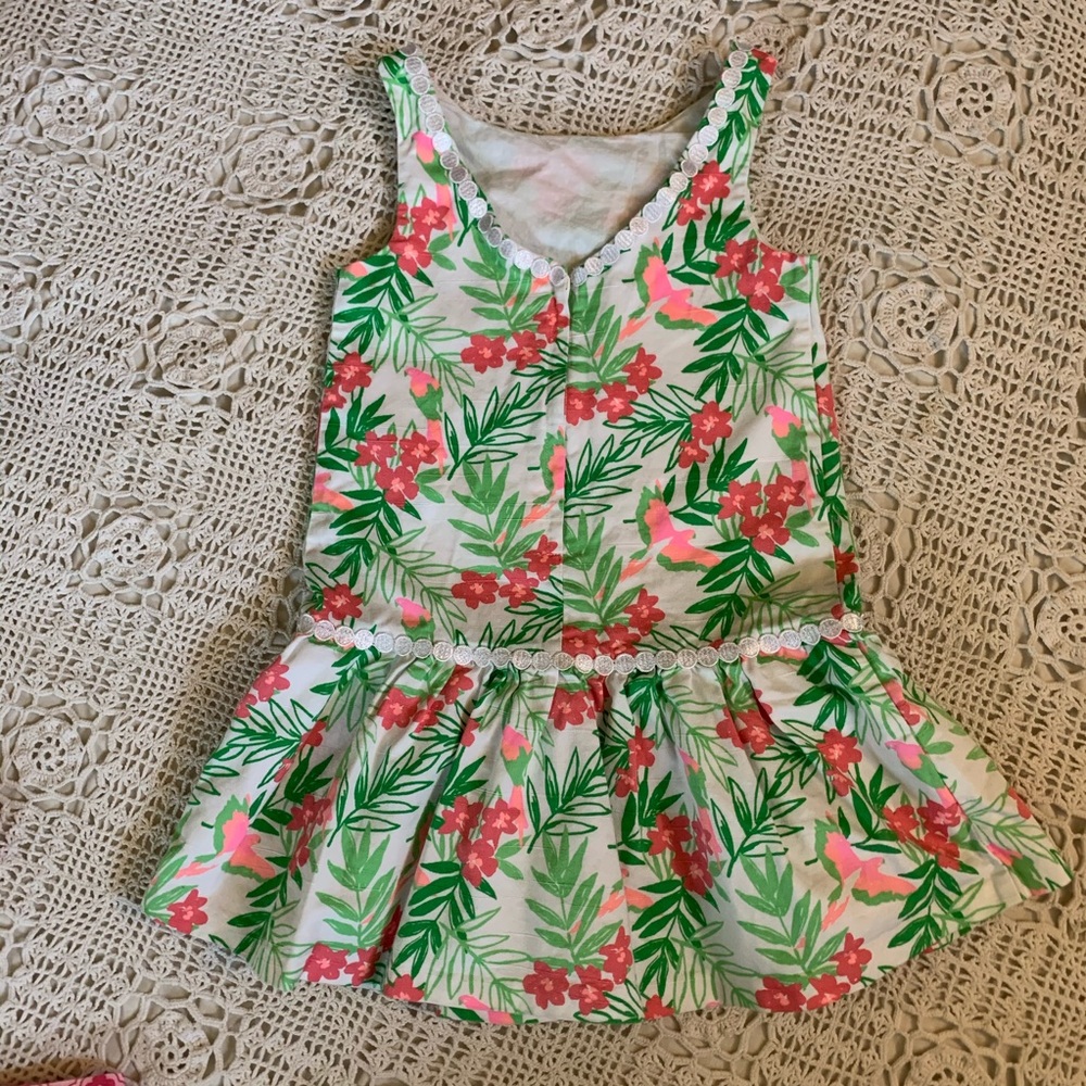 Janie and Jack Spring Dress size 5 pink green zip - Picture 4 of 7